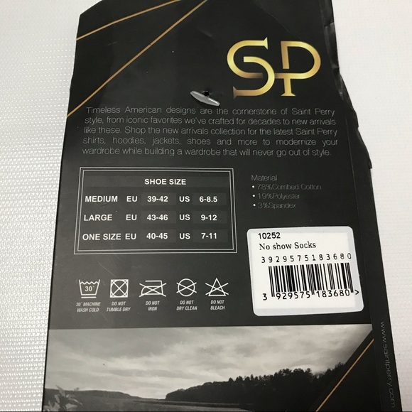 Saint Perry No Show Socks Black One Size 7-11 - Picture 3 of 3